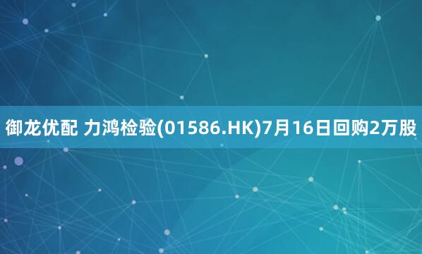御龙优配 力鸿检验(01586.HK)7月16日回购2万股